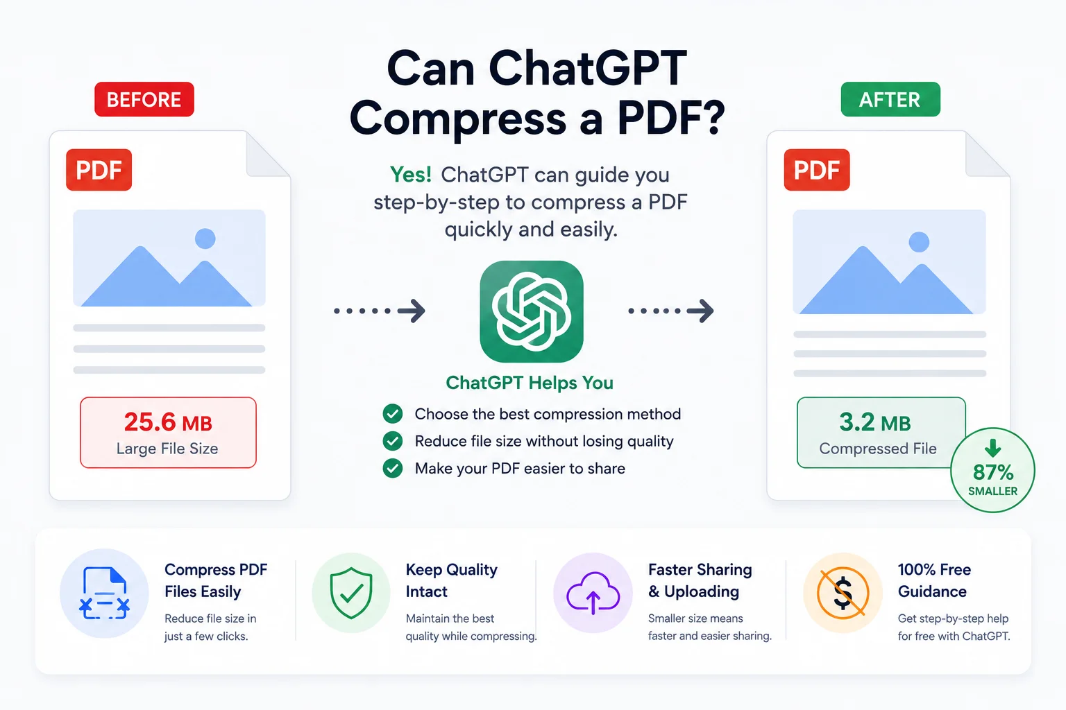 ChatGPT interface with a PDF upload being used for compression - does it actually work?